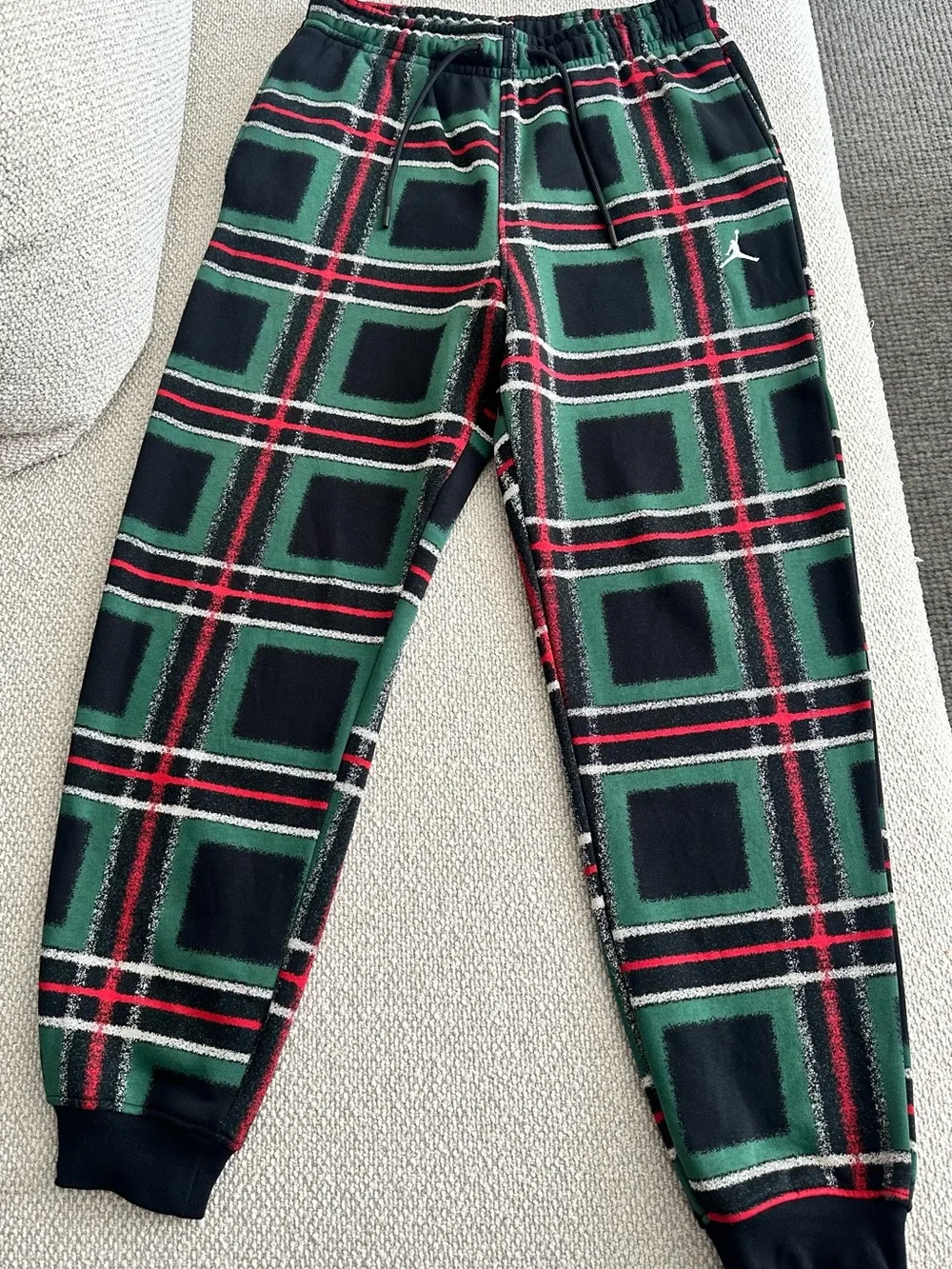 Jordan Green Black & Red Plaid Fleece Joggers